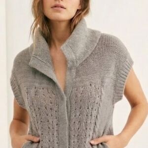 Free People Gray  Angora Wool Sweater Vest Sleeveless